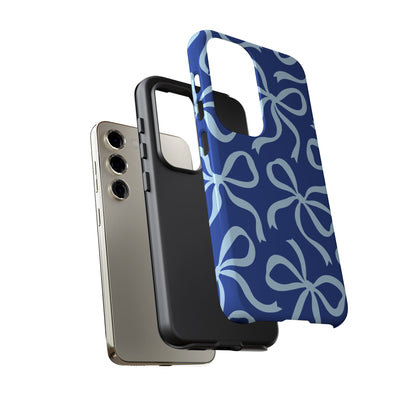 Bold Cobalt Blue and Powder Blue Bow Pattern Phone Case