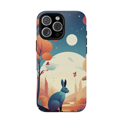 Stylised Blue Hare Design Phone Case - Multicolor Phone Case - iPhone 16 Pro Max / Glossy
