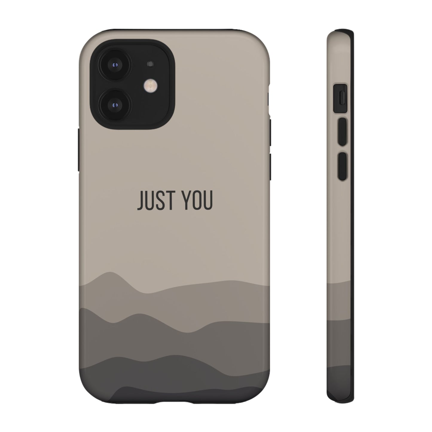 iPhone 12 / Glossy Phone Case - Minimalist Beige Waves ’Just You’ Statement Phone Case