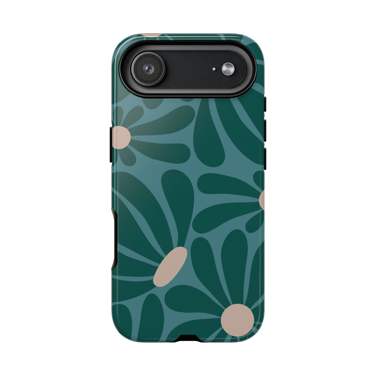 Retro Turquoise Daisy Pattern Phone Case - Green Phone Case - iPhone 17 Air / Glossy