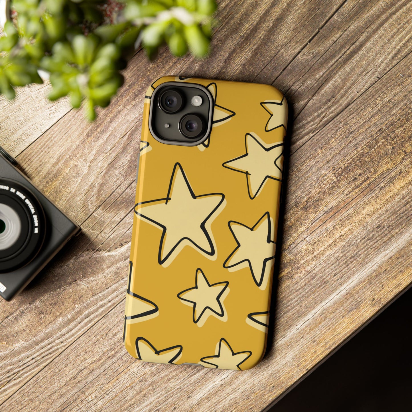 Golden Yellow Doodle Star Phone Case