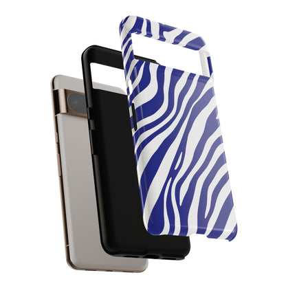 Modern Electric Blue Zebra Print Phone Case