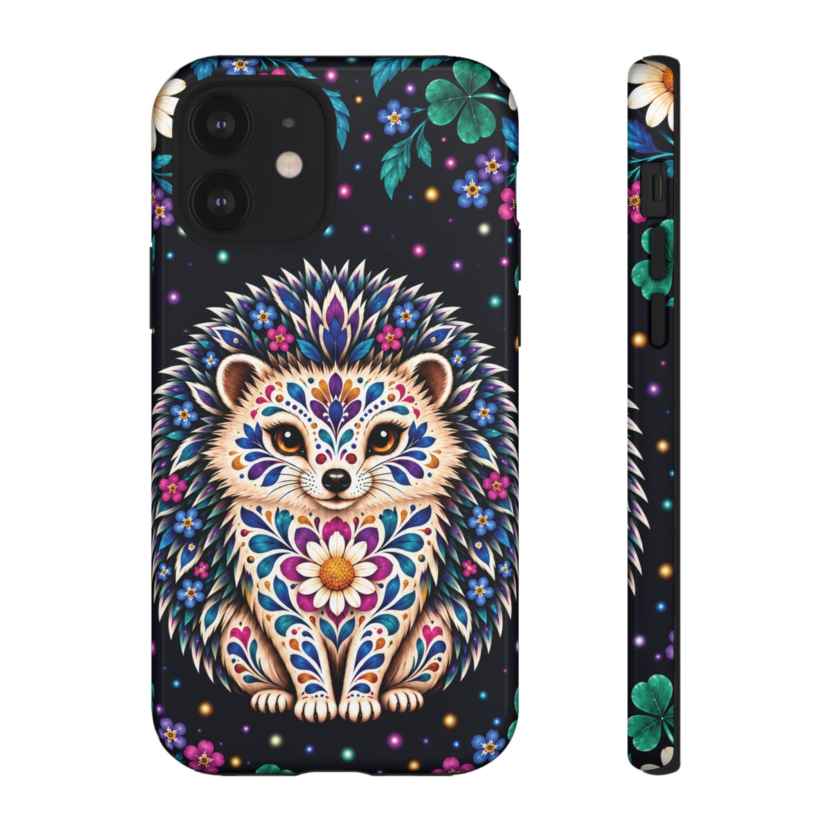 Vibrant Purple and Teal Calavera Hedgehog Phone Case - Multicolor Phone Case - iPhone 12 / Glossy