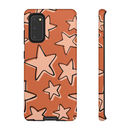 Burnt Orange Doodle Star Phone Case