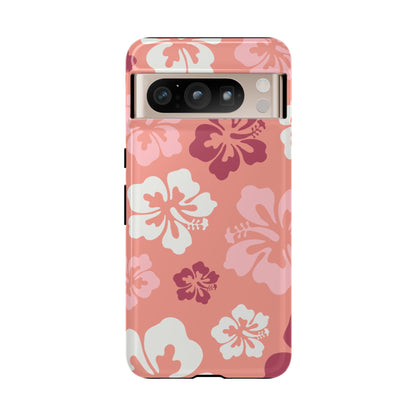 Google Pixel 8 Pro / Glossy Phone Case - ’Pink Hibiscus Retro Pattern #3’ Phone Case