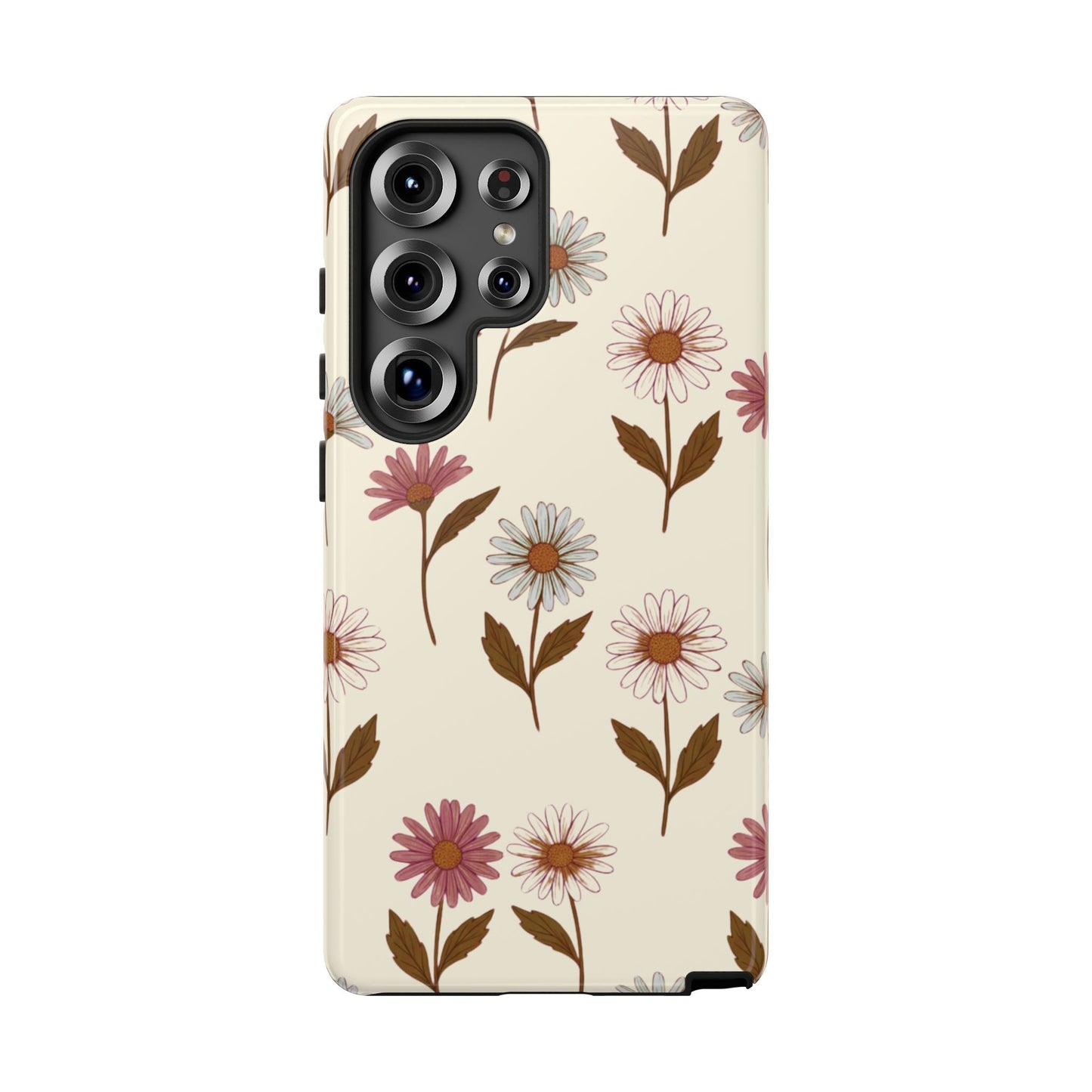 Pretty Cream & Rose Daisy Pattern Phone Case