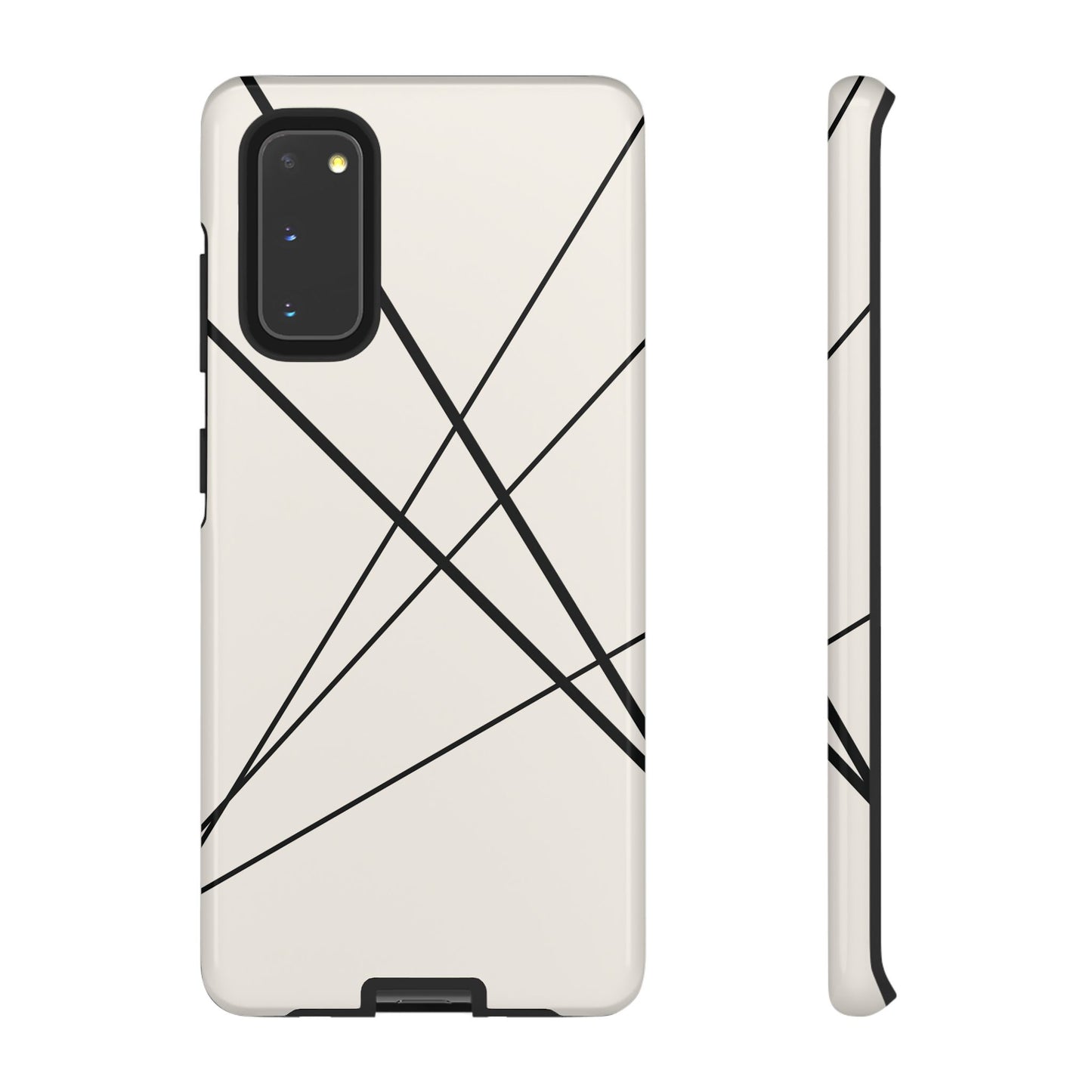 Samsung Galaxy S20 / Glossy Phone Case - Abstract White with Black Lines Phone Case