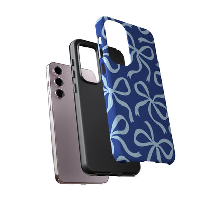 Bold Cobalt Blue and Powder Blue Bow Pattern Phone Case
