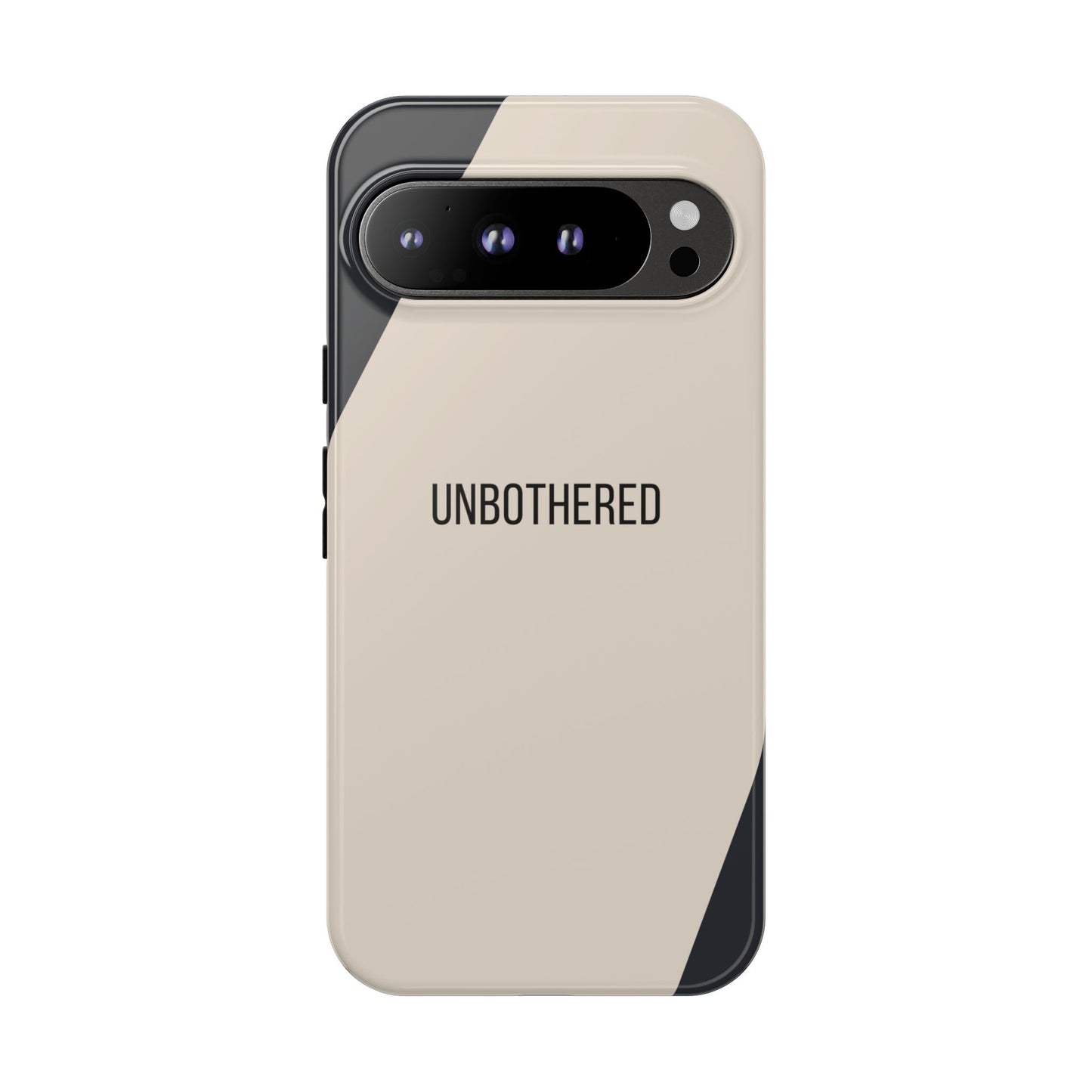 Google Pixel 9 Pro XL / Glossy Phone Case - Sassy Statement Case ’Unbothered’ in Beige & Charcoal