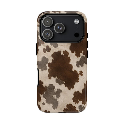 Stylish Mocha Cow Print Phone Case - Brown Phone Case - iPhone 18 Pro / Glossy