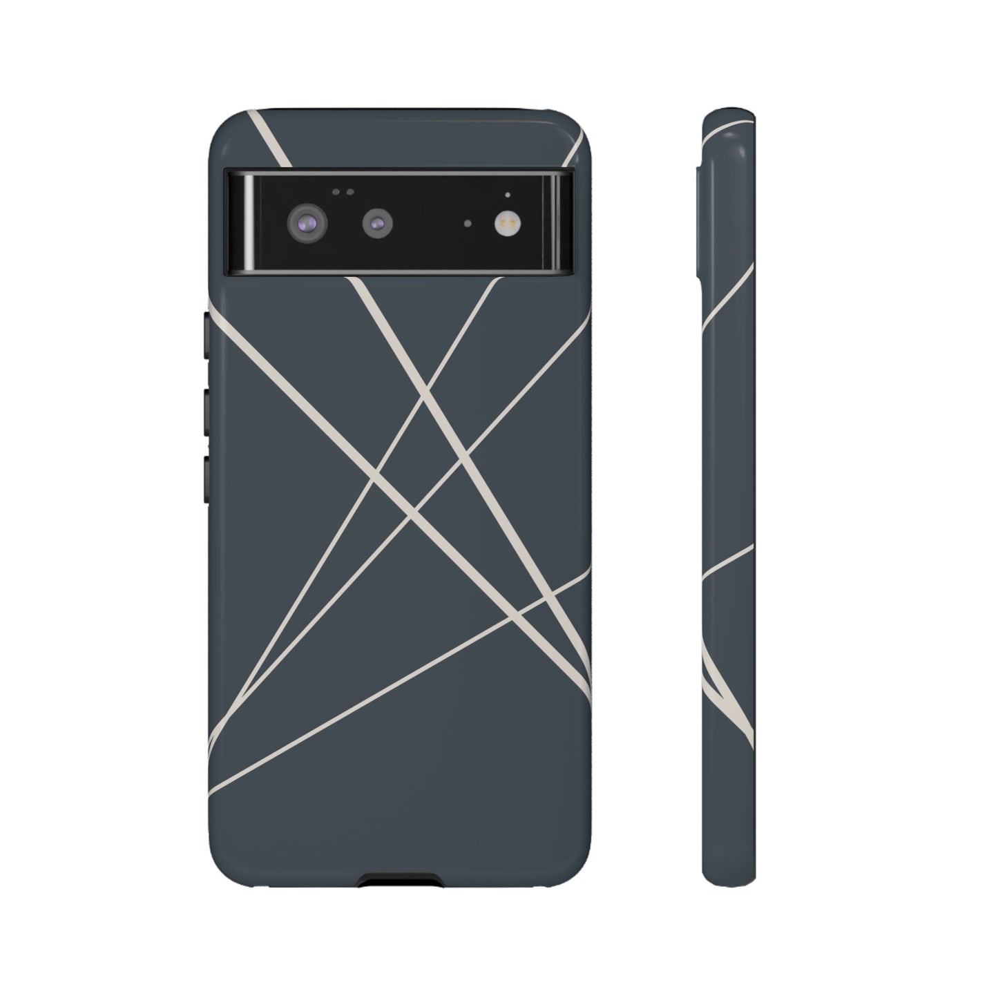 Google Pixel 6 / Glossy Phone Case - Abstract Blue with Beige Lines Phone Case