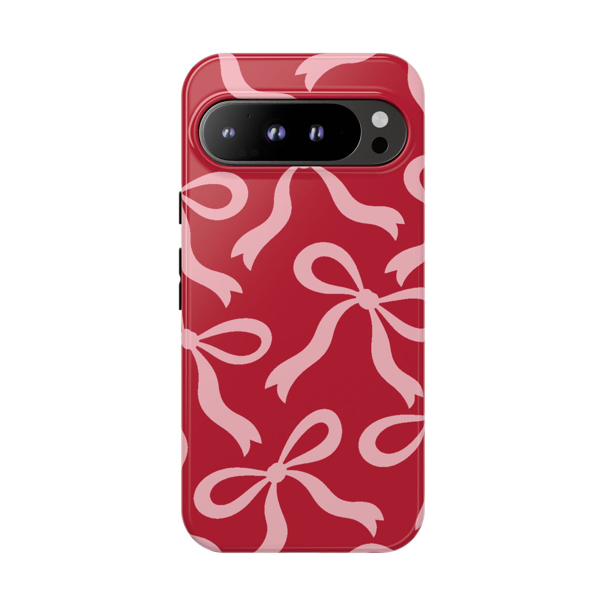 Bold Raspberry Red and Blush Pink Bow Pattern Phone Case - Red Phone Case - Google Pixel 9 Pro XL / Glossy