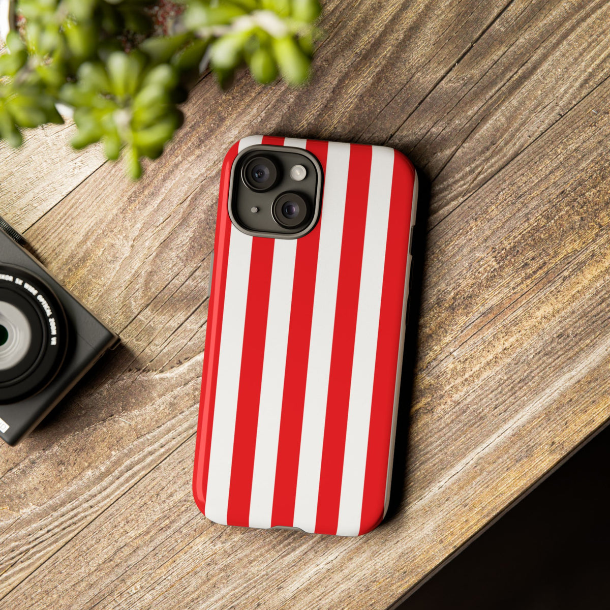 Simple Red & White Stripe Pattern Phone Case - Red Phone Case