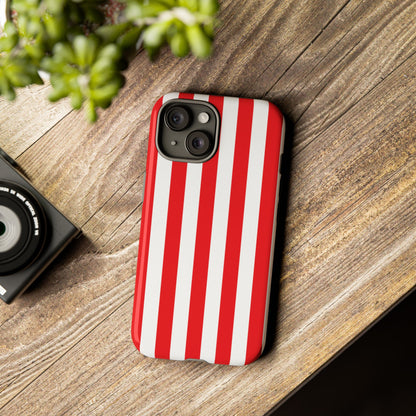 Simple Red & White Stripe Pattern Phone Case - Red Phone Case