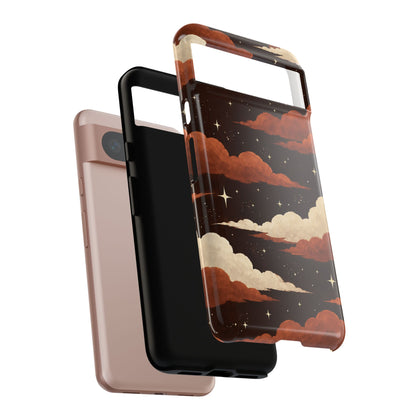 Illustrated Burnt Orange Clouds & Stars Phone Case