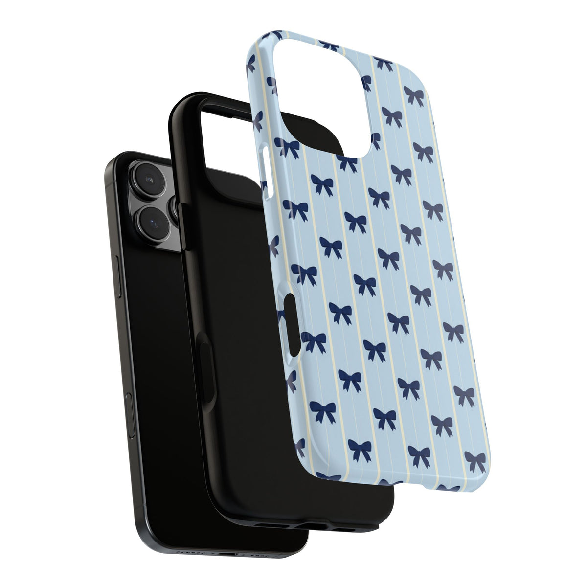 Retro Navy Blue Bow Pattern Phone Case