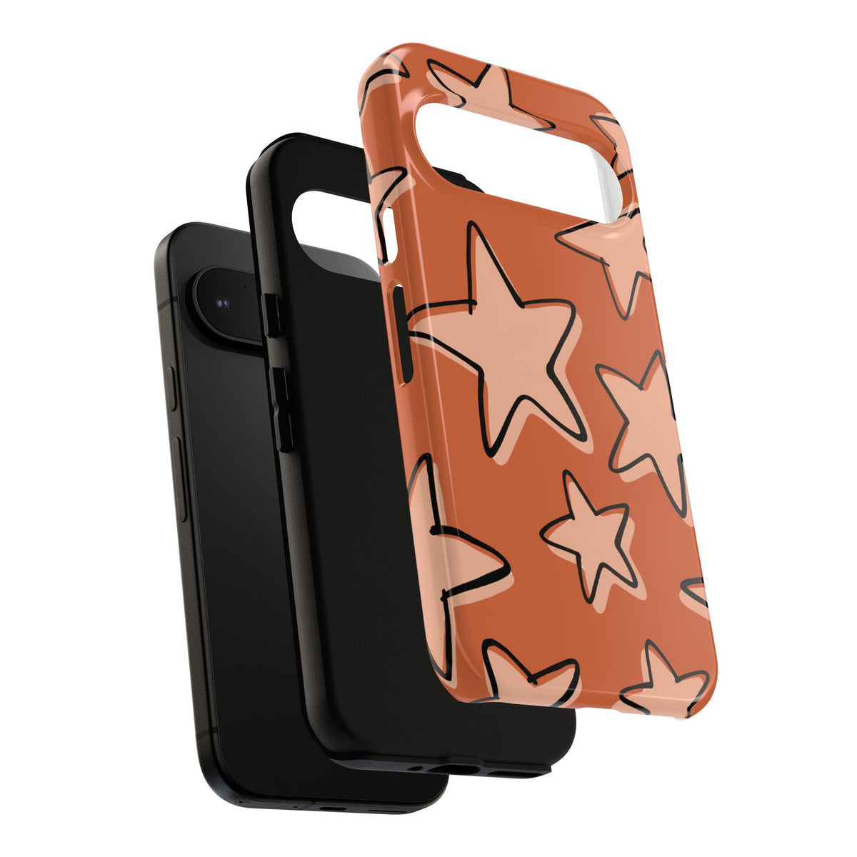 Burnt Orange Doodle Star Phone Case