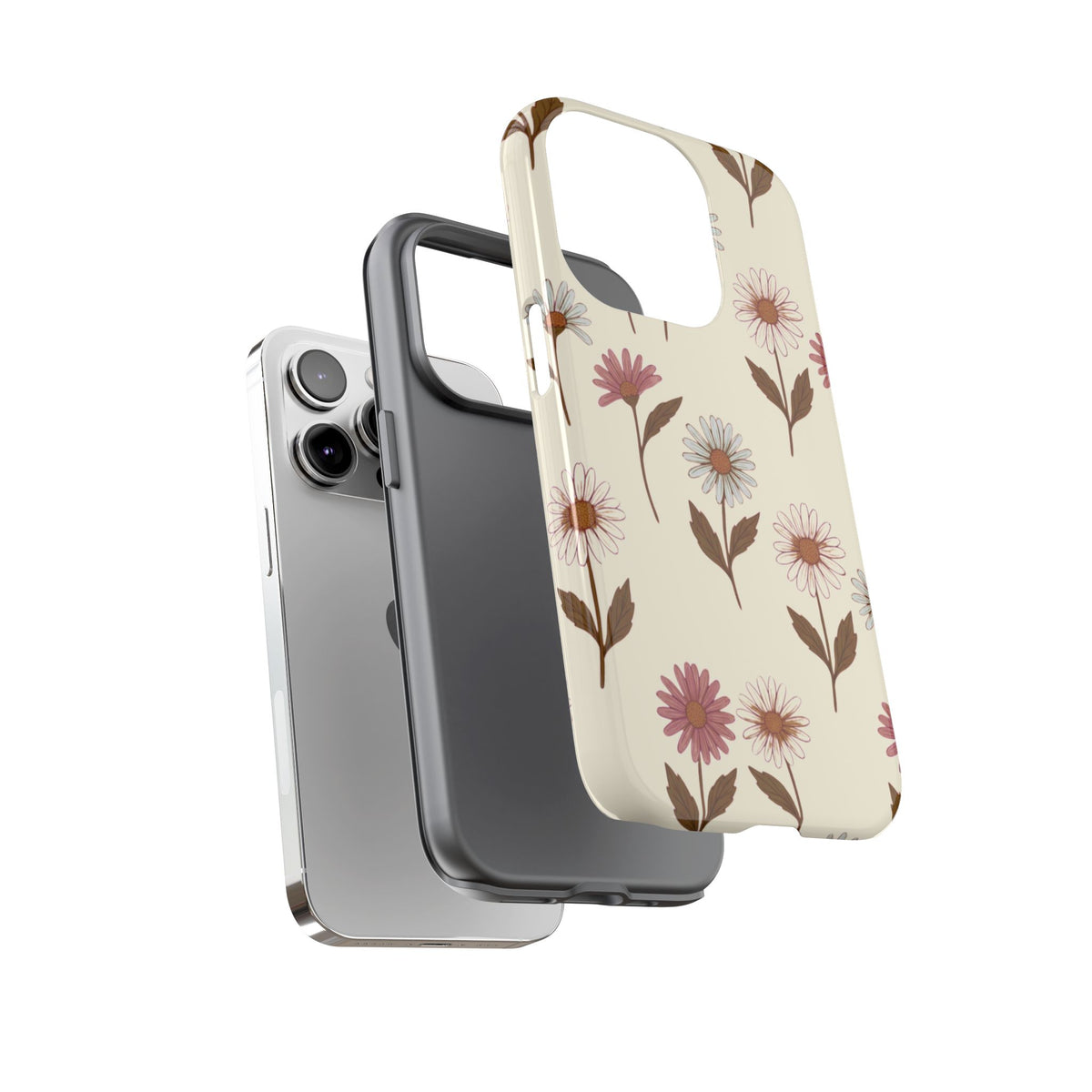 Pretty Cream & Rose Daisy Pattern Phone Case