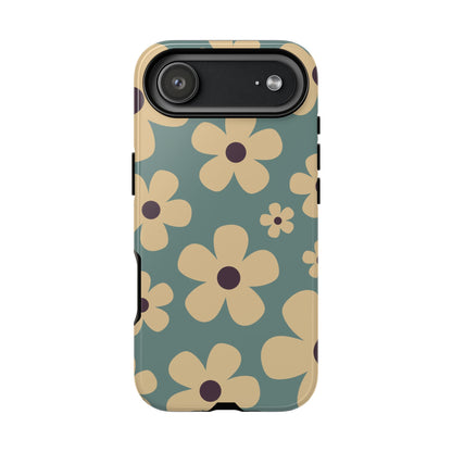 iPhone 17 Air / Glossy Phone Case - Cute Blue & Cream Daisy Pattern Phone Case