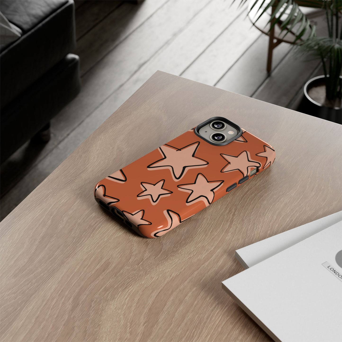 Burnt Orange Doodle Star Phone Case