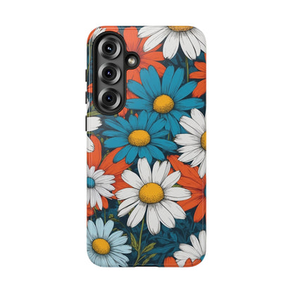 Samsung Galaxy S25 Plus / Glossy Phone Case - Pop Art Daisies Illustration ’Red & Blue’ Phone Case