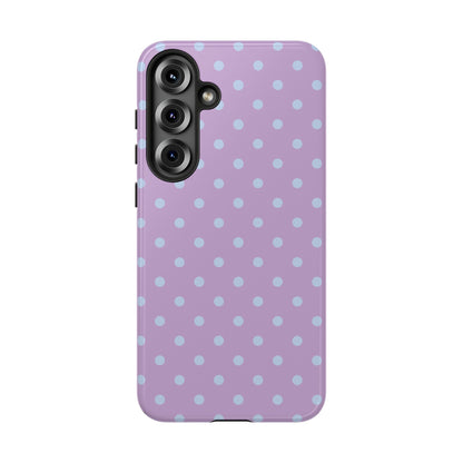 Samsung Galaxy S25 Plus / Glossy Phone Case - Trendy Lilac & Ice Blue Dot Pattern Phone Case