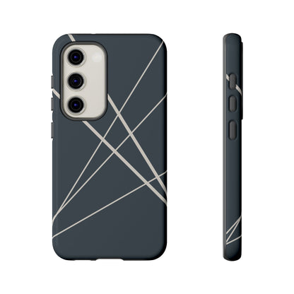 Abstract Blue with Beige Lines Phone Case - Blue Phone Case - Samsung Galaxy S23 / Glossy