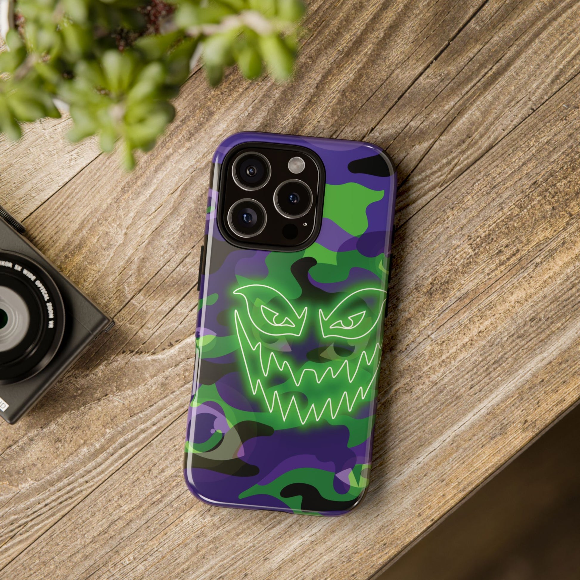 Phone Case - Green & Purple Neon Face Camo Phone Case