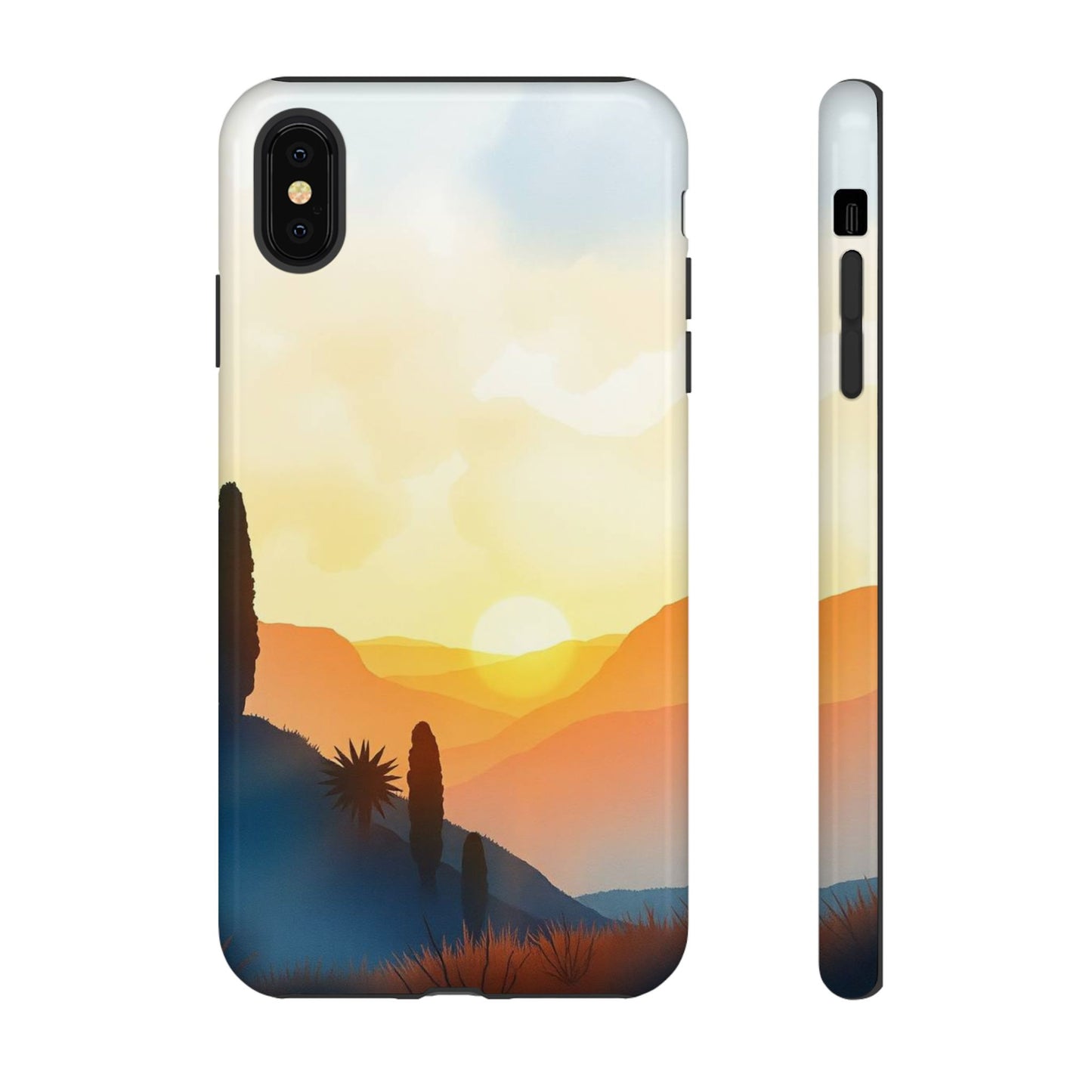 iPhone XS MAX / Glossy Phone Case - Watercolour Sunset Design Phone Case