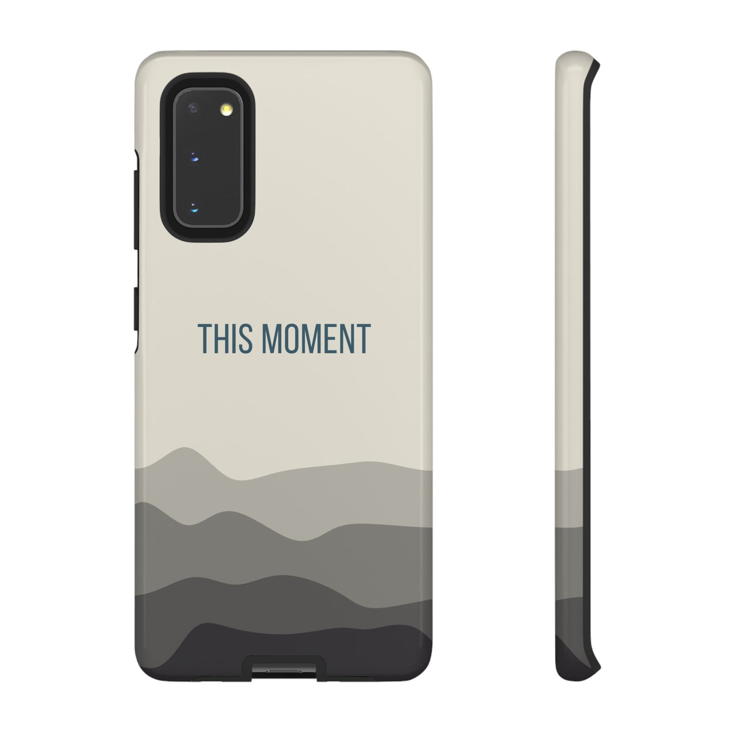 Samsung Galaxy S20 / Glossy Phone Case - Minimalist Cream Waves ’This Moment’ Statement Phone Case