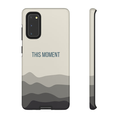 Samsung Galaxy S20 / Glossy Phone Case - Minimalist Cream Waves ’This Moment’ Statement Phone Case