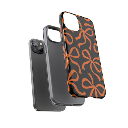 Bold Black and Burnt Orange Bow Pattern Phone Case