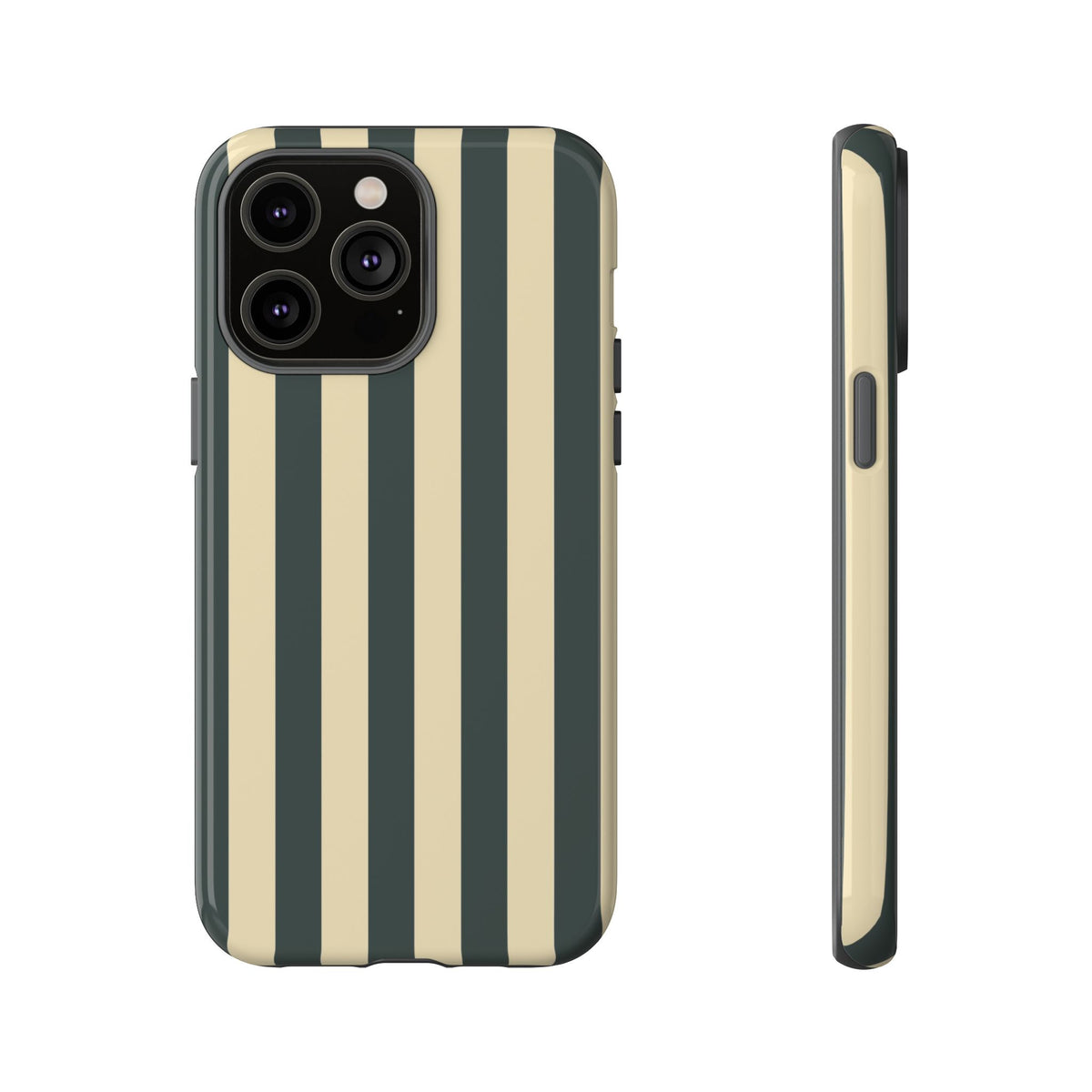 Green & Beige Stripe Pattern Phone Case - Green Phone Case - iPhone 14 Pro Max / Glossy