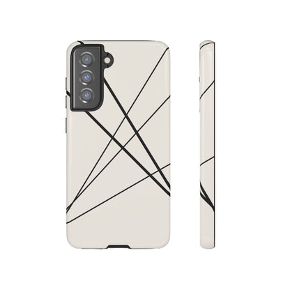 Samsung Galaxy S21 FE / Glossy Phone Case - Abstract White with Black Lines Phone Case