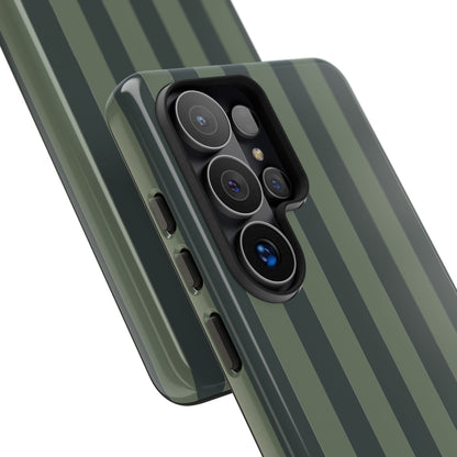 Dark Green Stripe Pattern Phone Case - Green Phone Case
