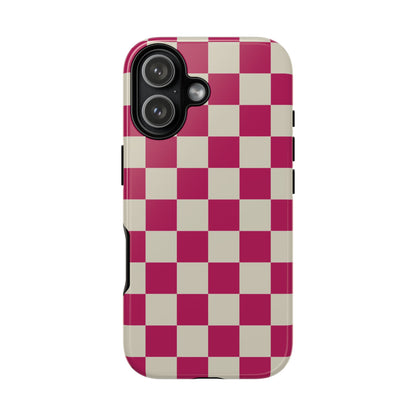 Pink & White Checked Pattern Phone Case - Pink Phone Case - iPhone 17 / Glossy