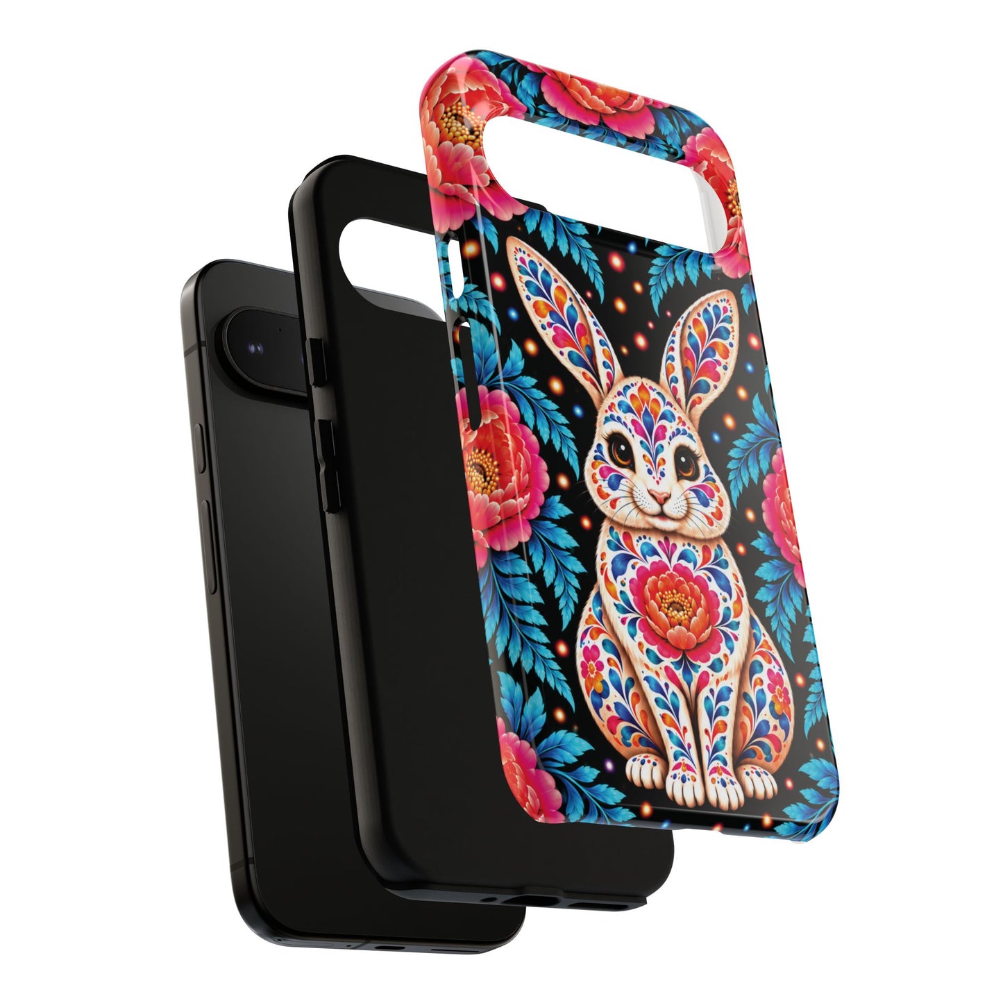 Cute Pink and Turquoise Calavera Bunny Phone Case - Multicolor Phone Case
