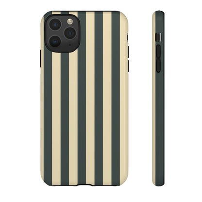 iPhone 11 Pro Max / Glossy Phone Case - ’Green & Beige Stripe Pattern’ Phone Case