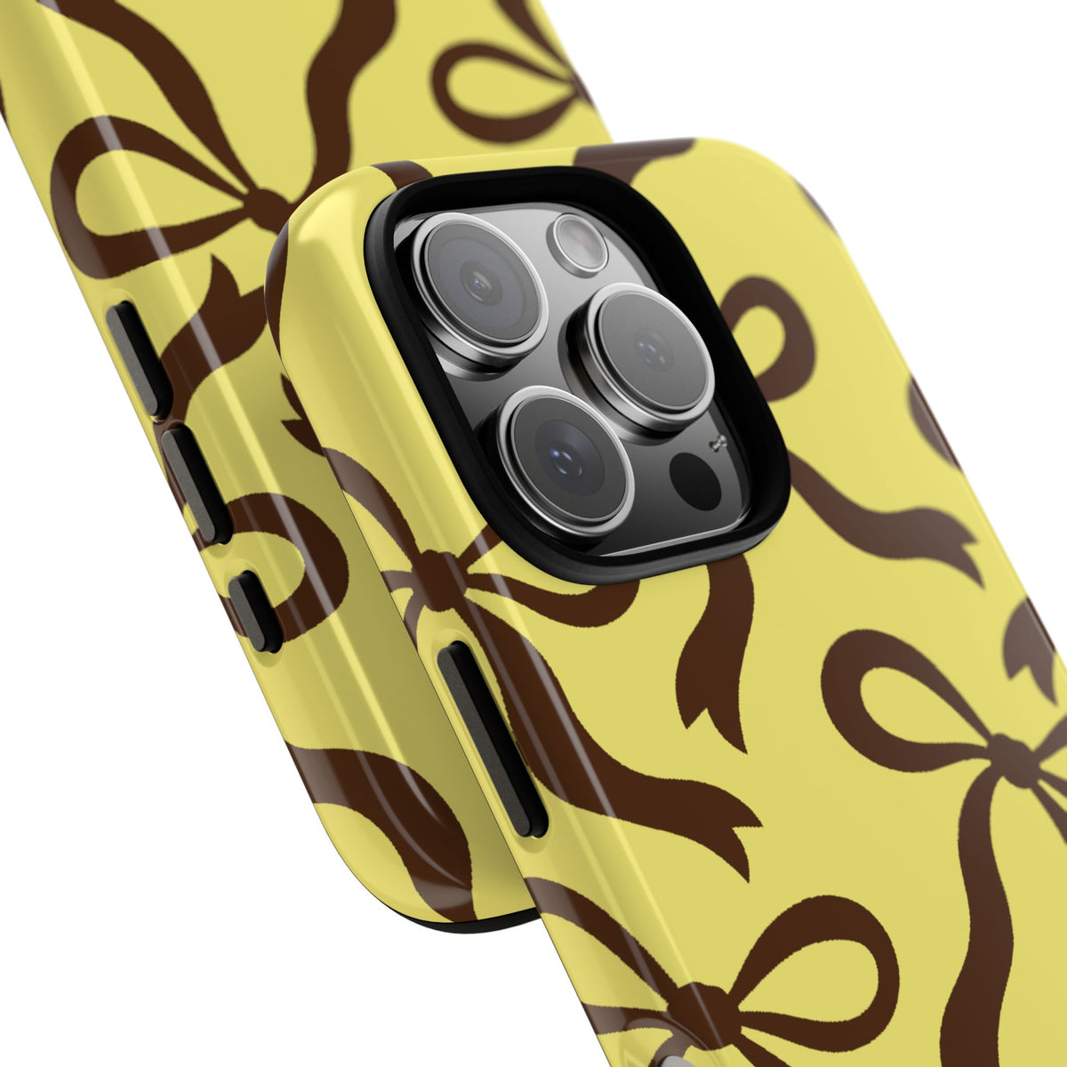 Bold Butter Yellow and Chocolate Brown Bow Pattern Phone Case - Yellow Phone Case