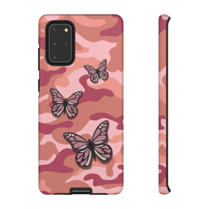 Samsung Galaxy S20+ / Glossy Phone Case - Pink Butterfly Camo Phone Case