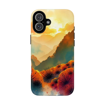 iPhone 16 Plus / Glossy Phone Case - Ideallic Watercolour Sunset Design Phone Case