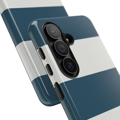 Blue & White Horizontal Stripe Pattern Phone Case - Blue Phone Case