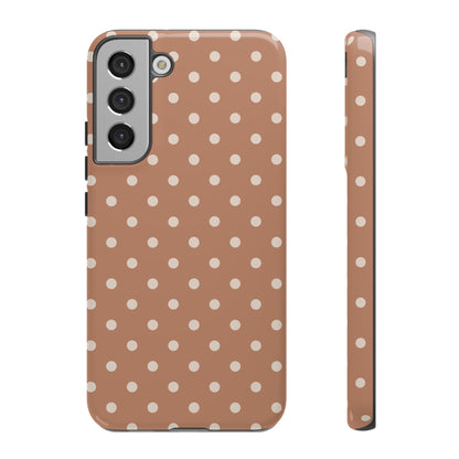 Samsung Galaxy S22 Plus / Glossy Phone Case - Brown with White Dot Pattern Phone Case