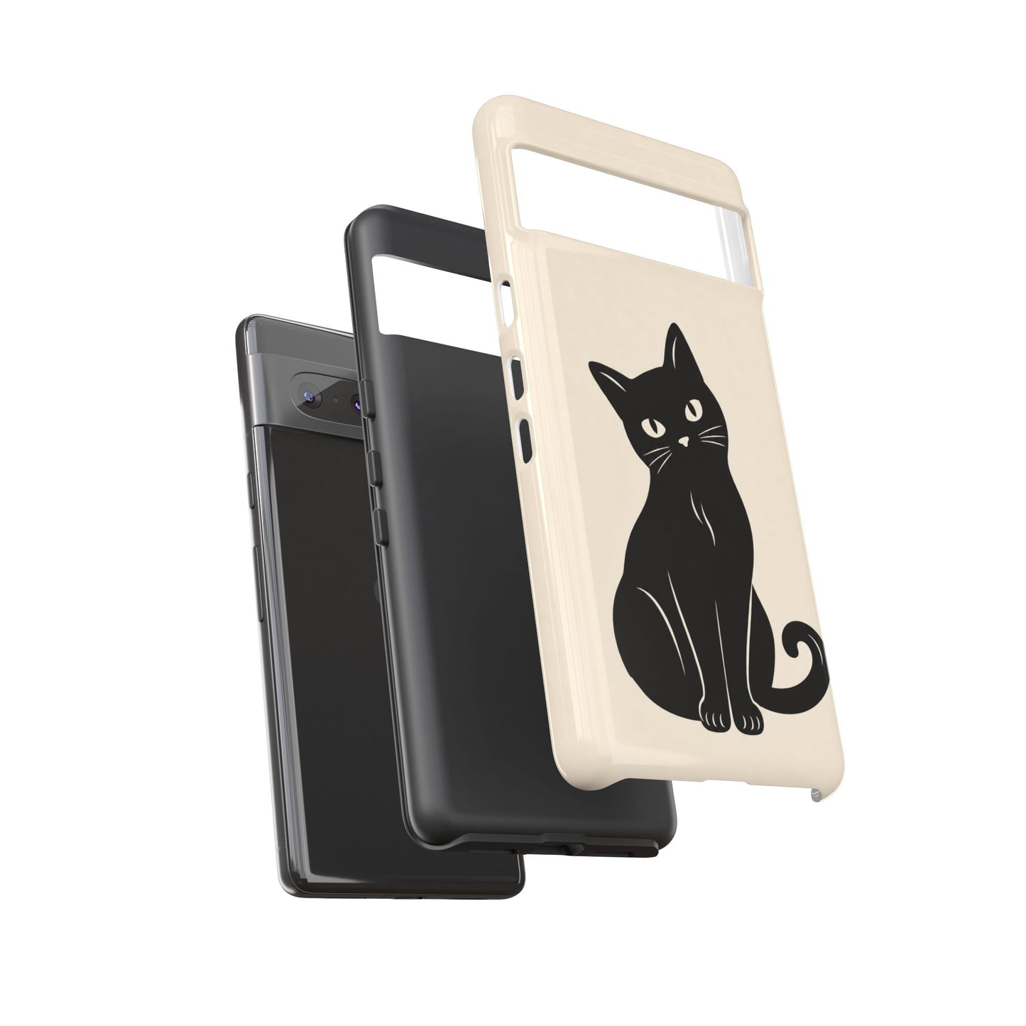 Minimalist Cream & Black Cat Phone Case
