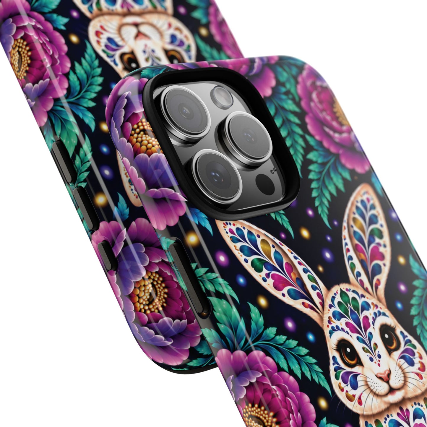 Cute Purple and Teal Calavera Bunny Phone Case - Multicolor Phone Case