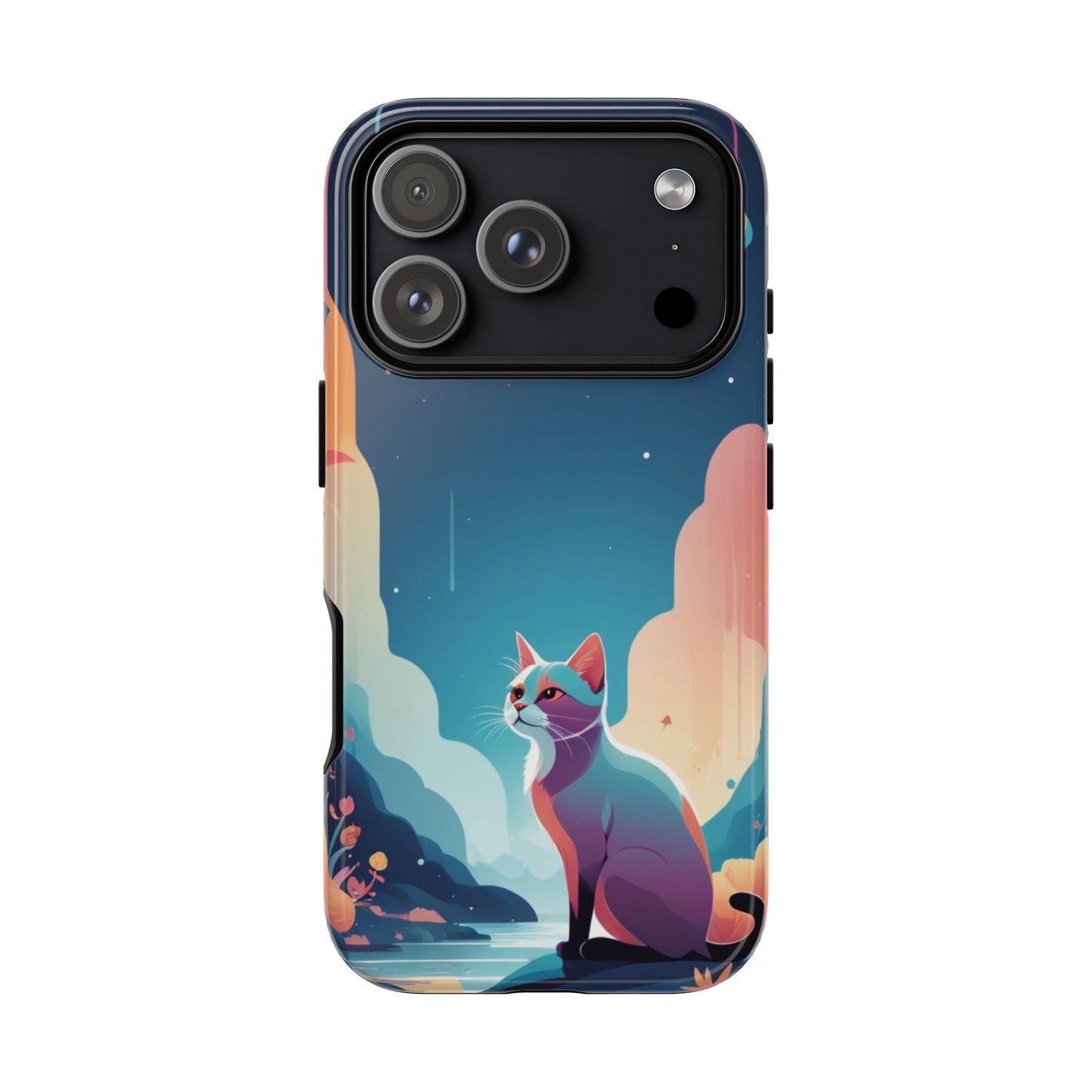 iPhone 17 Pro / Glossy Phone Case - Stylised Cat Design Phone Case