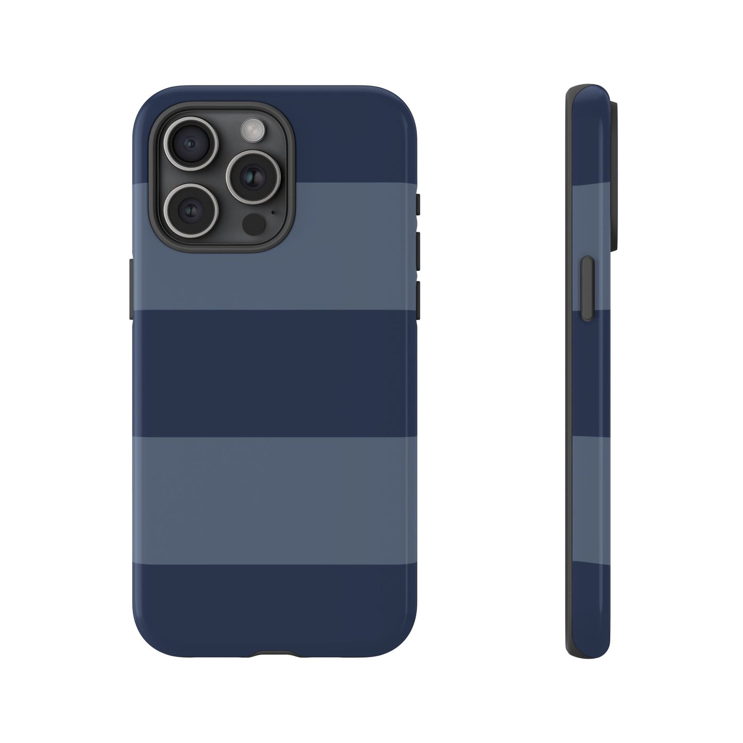 Dark Blue Horizontal Stripe Pattern Phone Case - Blue Phone Case - iPhone 15 Pro Max / Glossy