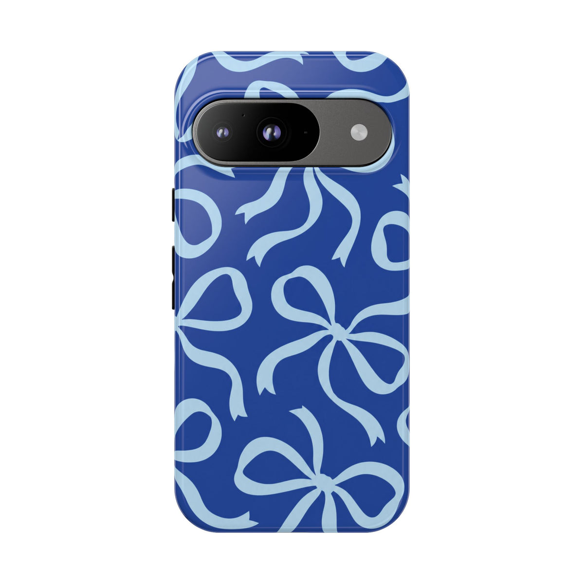 Bold Cobalt Blue and Powder Blue Bow Pattern Phone Case