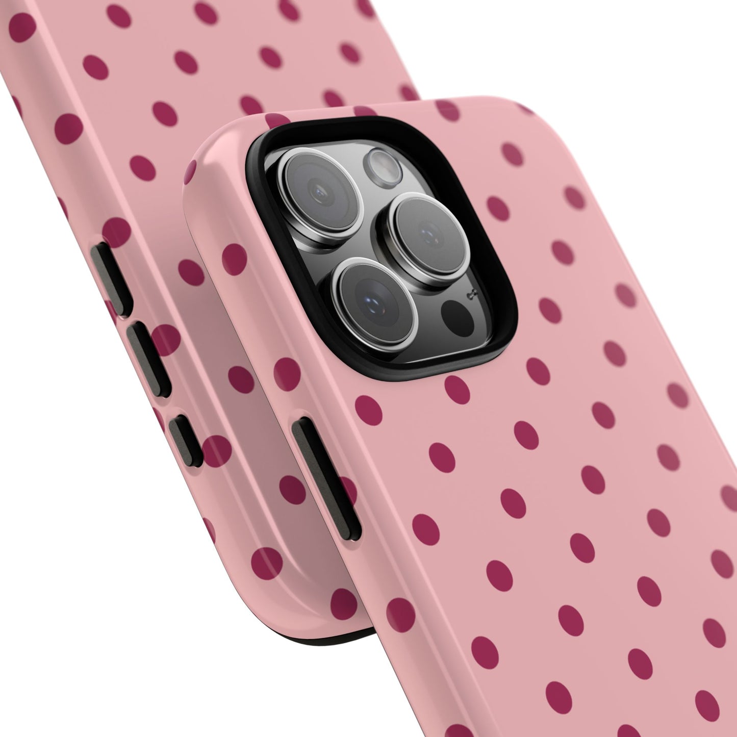 Pink with Red Dot Pattern Phone Case
