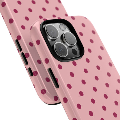 Pink with Red Dot Pattern Phone Case